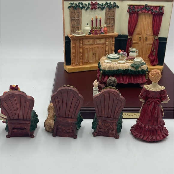 VTG 7pc Hand Painted Resin Night Before Christmas Victorian Family Dinner Scene - Picture 10 of 16